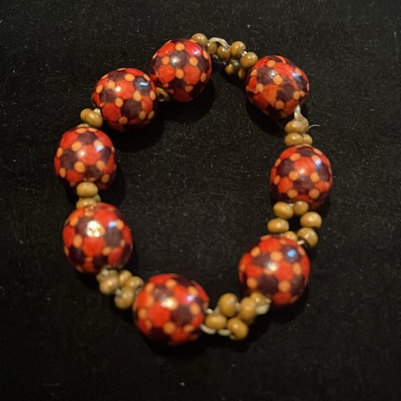 Beaded Brown, Orange, & Tan Stretchy Bracelet - Picture 4 of 17